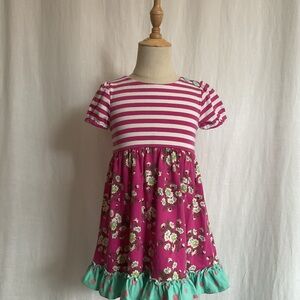 MATILDA JANE Pink Striped Floral Dress Size 4